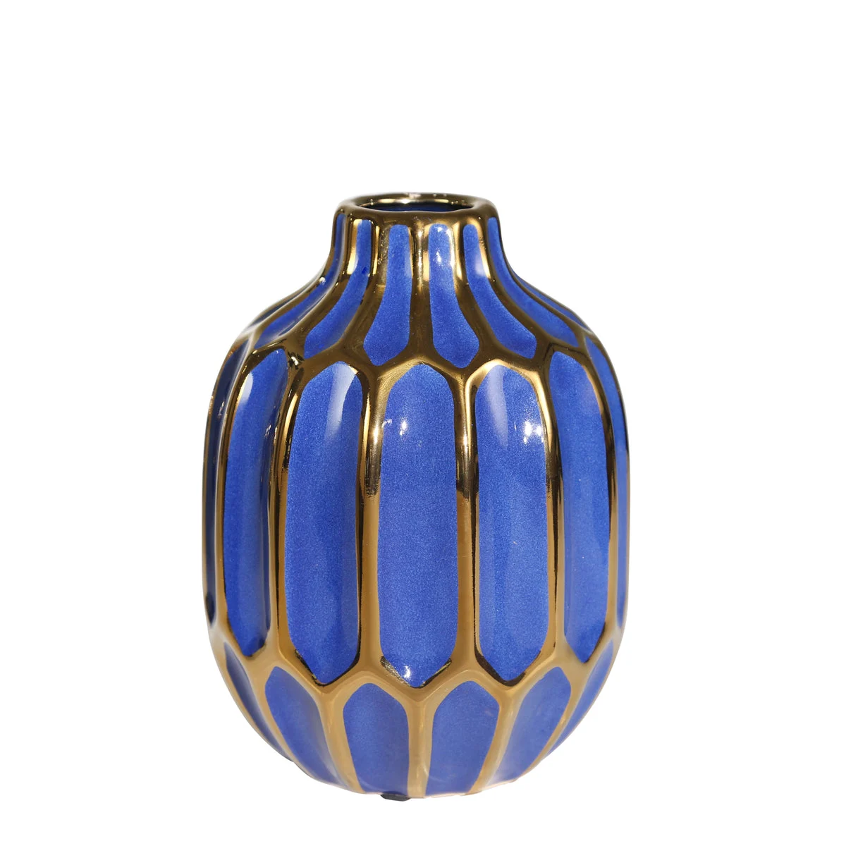 Sagebrook Home Ceramic 8" Decorative Vase Navy/Gold