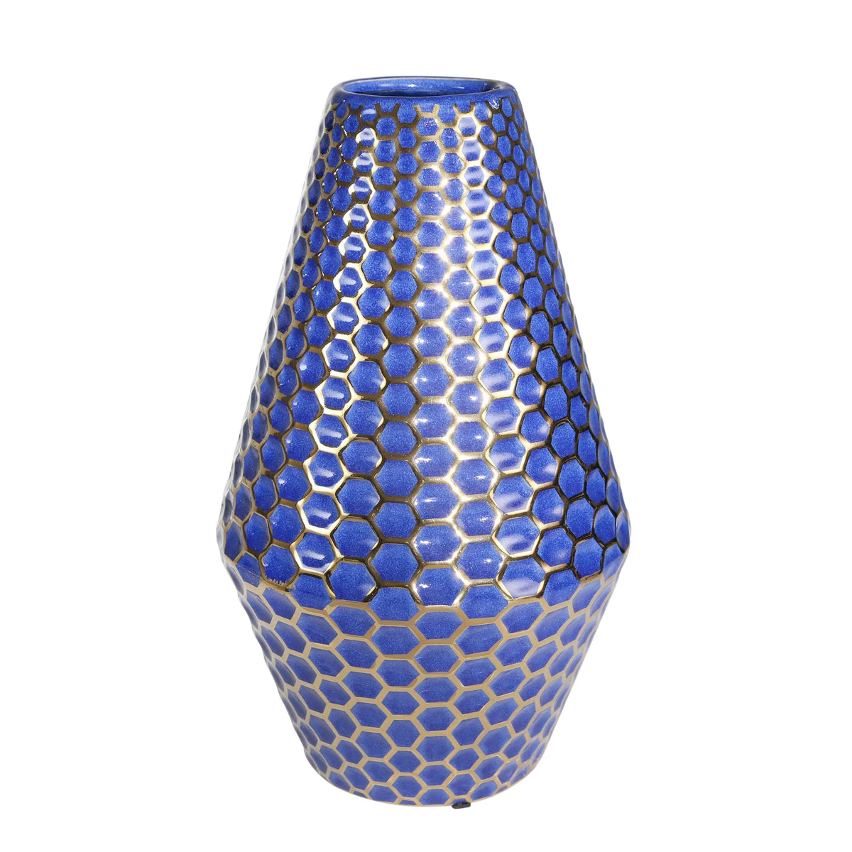 Sagebrook Home Ceramic 14`` Decorative Vase Navy/Gold