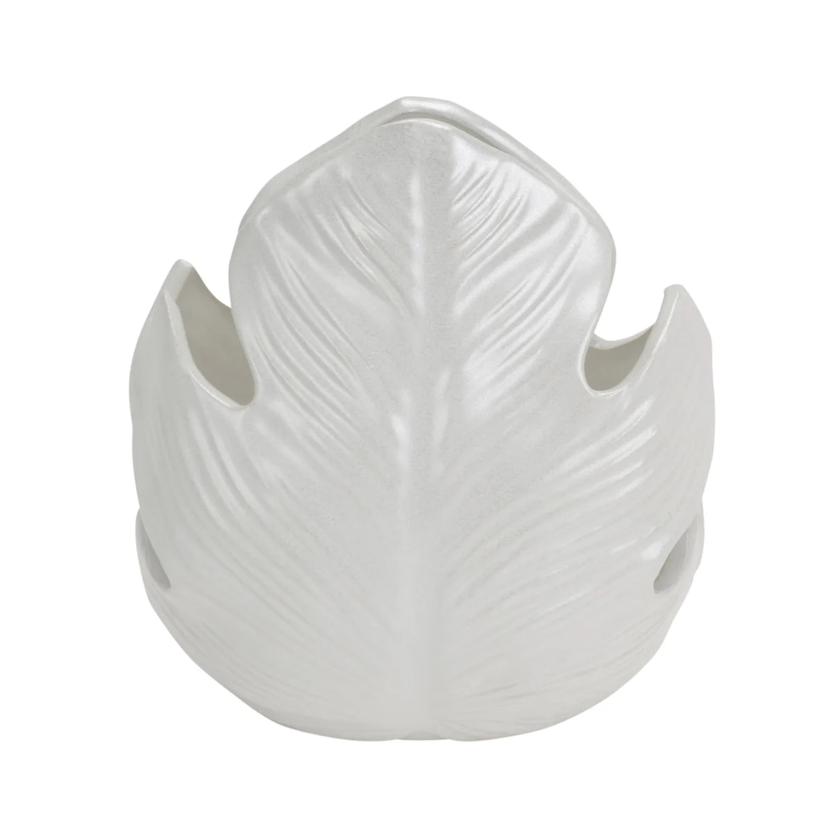 Sagebrook Home White Ceramic Leaf Vase 8``