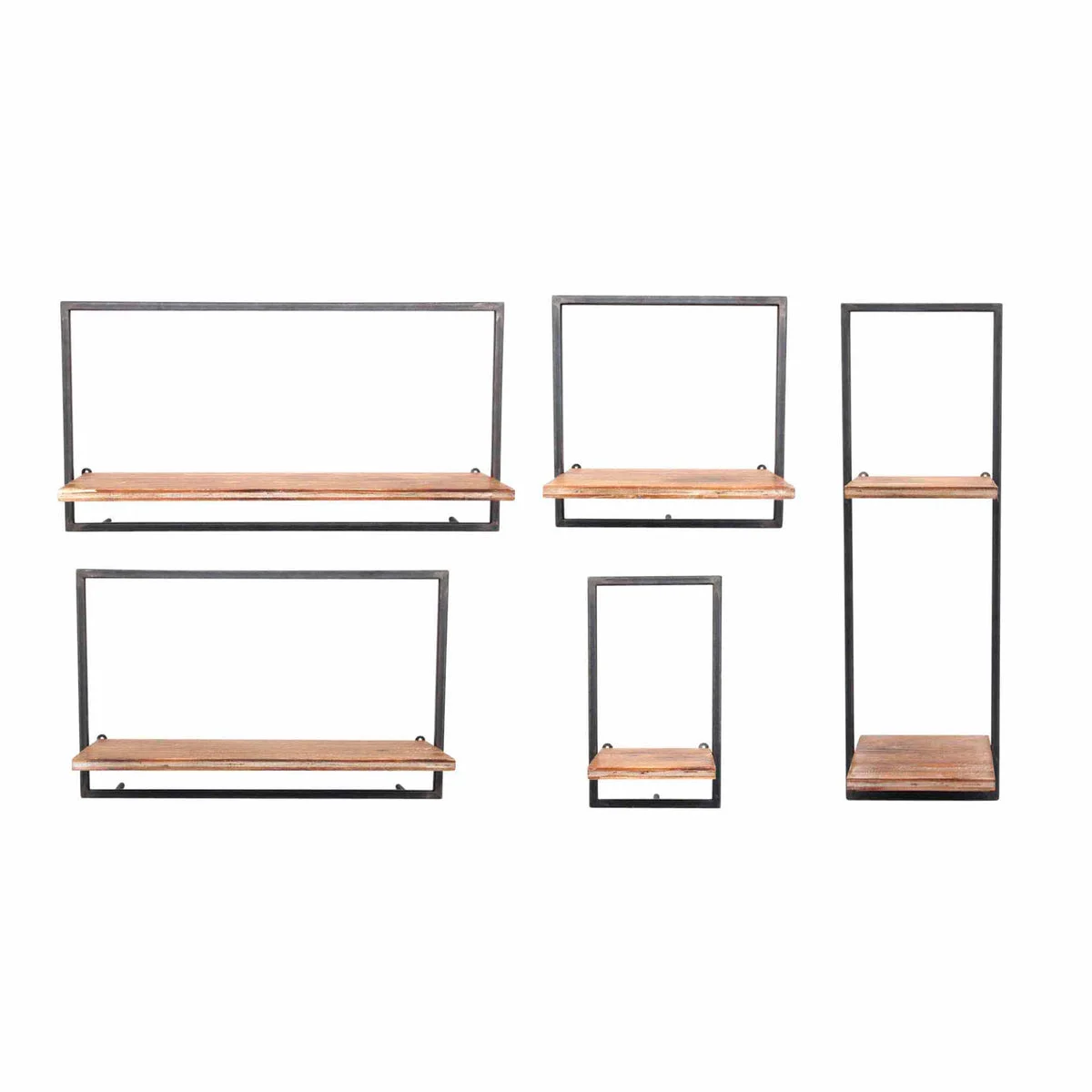 Sagebrook Home Ec, Set of 5 Wood/Metal Wall Shelves