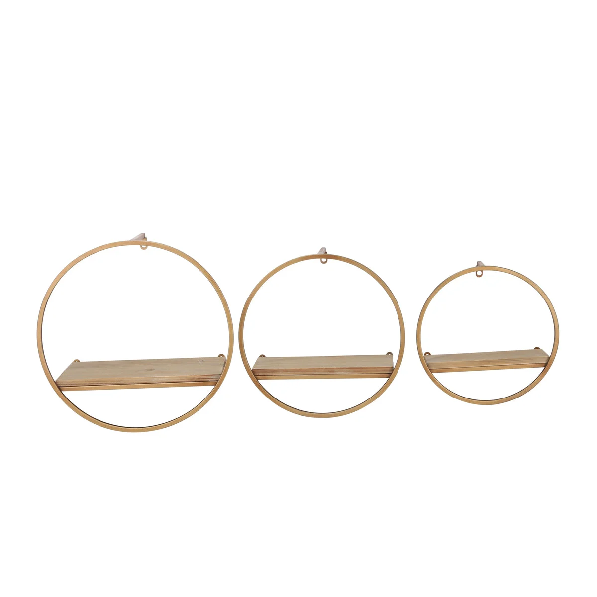 Sagebrook Home 13107-03 15" Metal & Wood Wall Shelves, Bronze, Set of 3