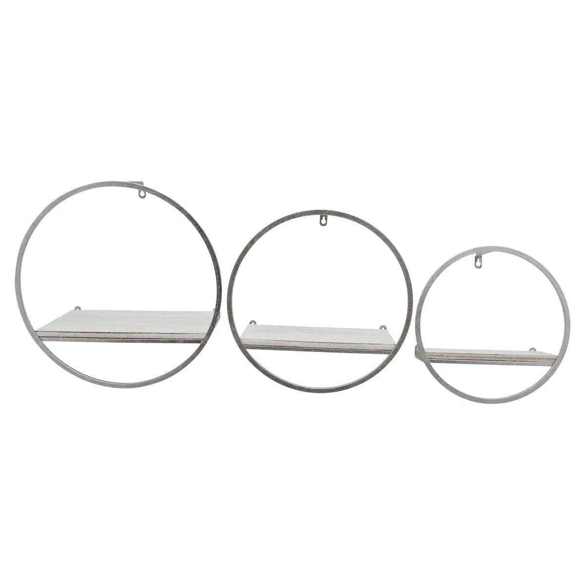Sagebrook Home 13107-05 14" Wood/Metal Wall Shelves, White/Silver, Set of 3
