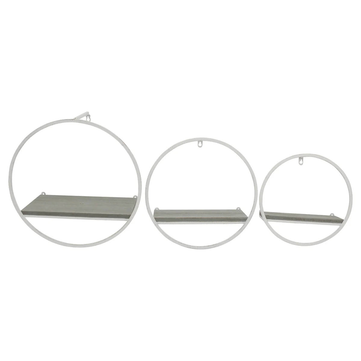 Sagebrook Home 13107-06 14" Wood/Metal Wall Shelves, Gray/White