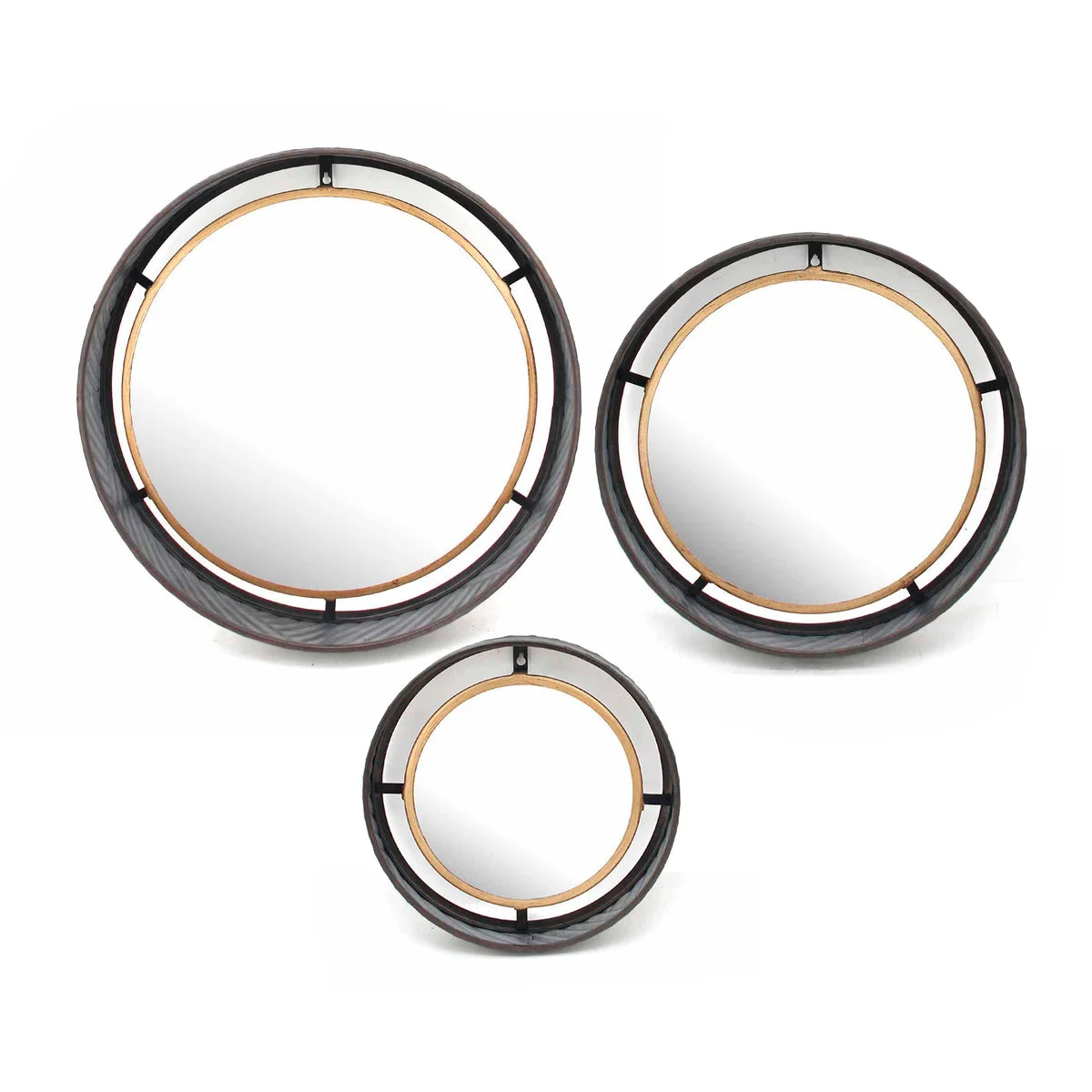 Sagebrook Home 13108-04 Decorative Metal Frame Wall Mirrors, Gold, Set of 3
