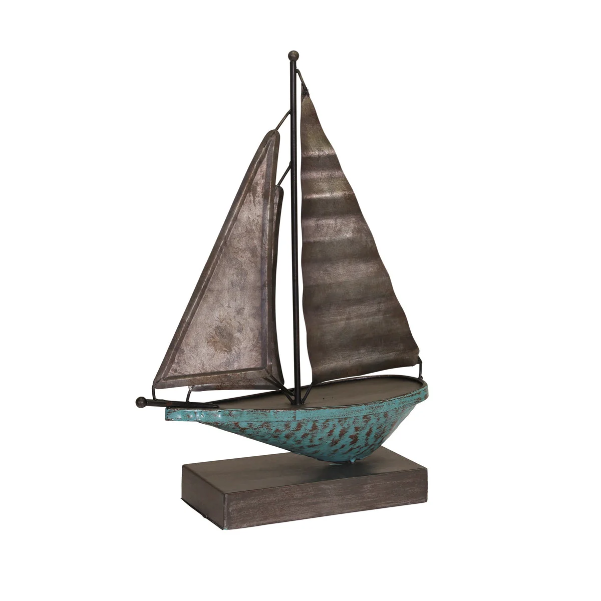 Sagebrook Home 13128-01 11.25" Teal/Galvanized Metal Sailboat