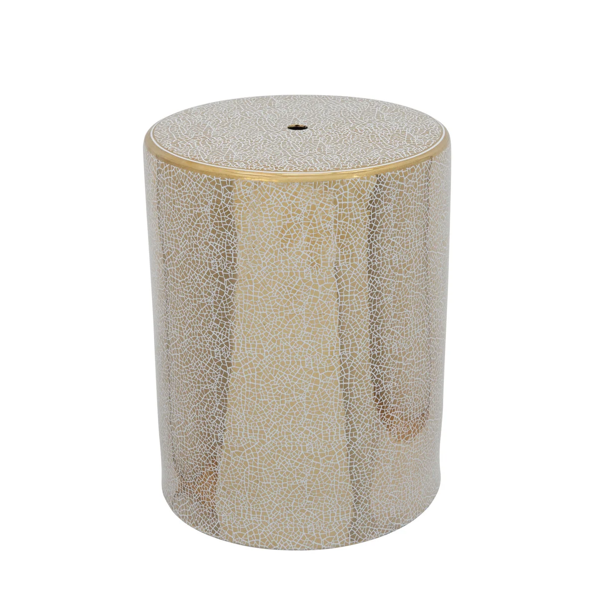 Sagebrook Home 13168-01 18" Ec, Gold Crackle Ceramic Garden Stool