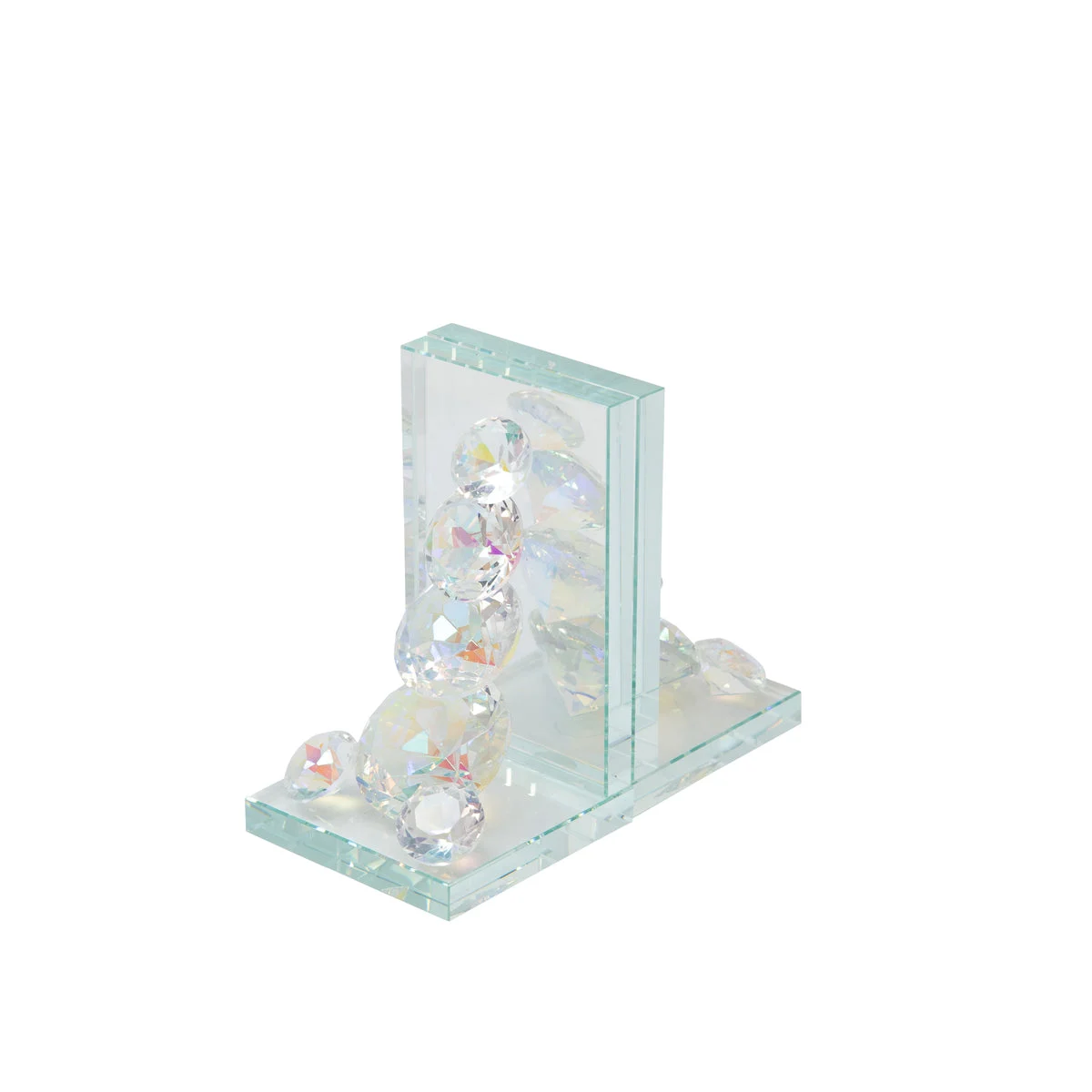 Sagebrook Home 13196-08 6" Crystal Diamond Bookends, Rainbow, Set of 2