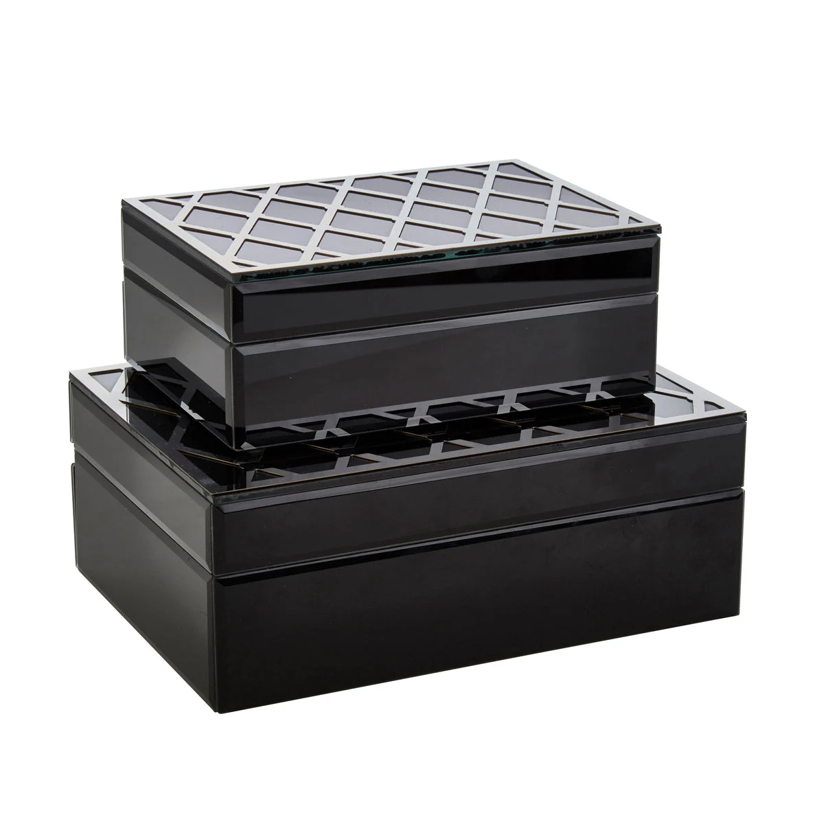 Sagebrook Home Set of 2 Black/Silver Boxes