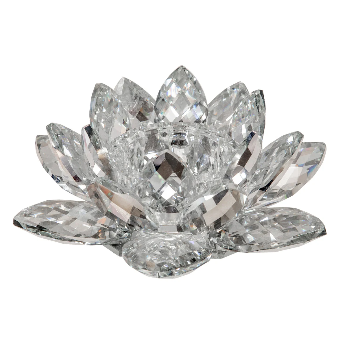 Sagebrook Home 13211-01 8.25" Silver Crystal Lotus Candle Holder