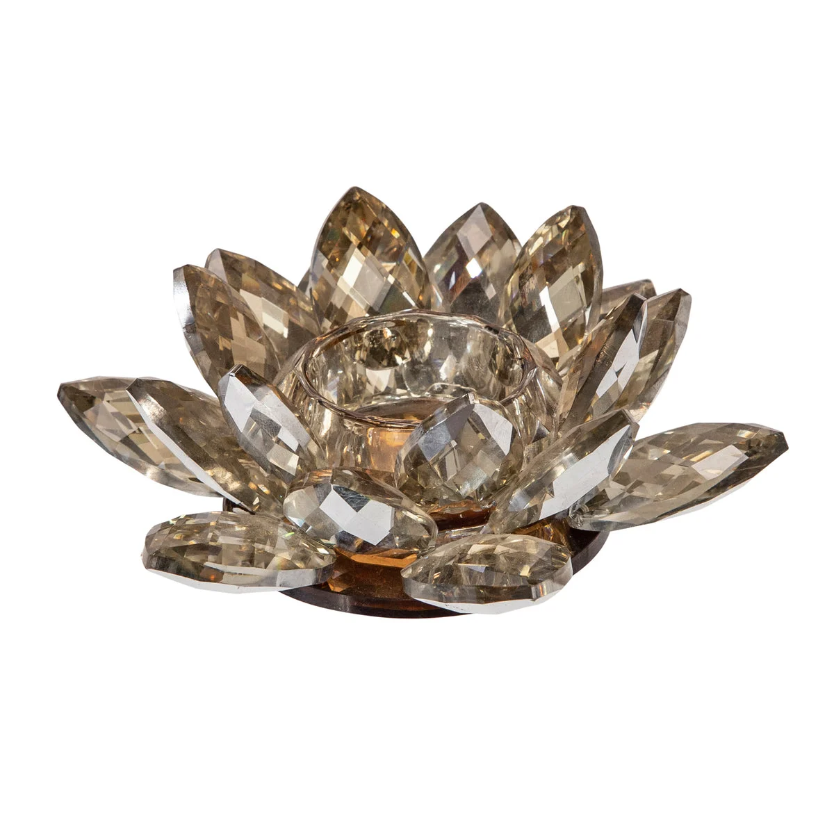 Sagebrook Home Amber Crystal Lotus Votive Holder 6"