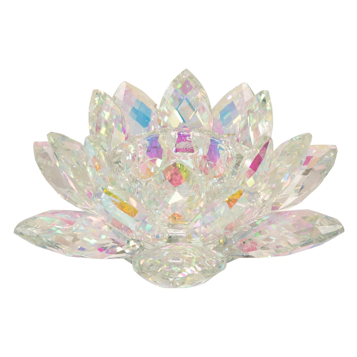 Sagebrook Home Rainbow Crystal Lotus Votive Holder 8.25``