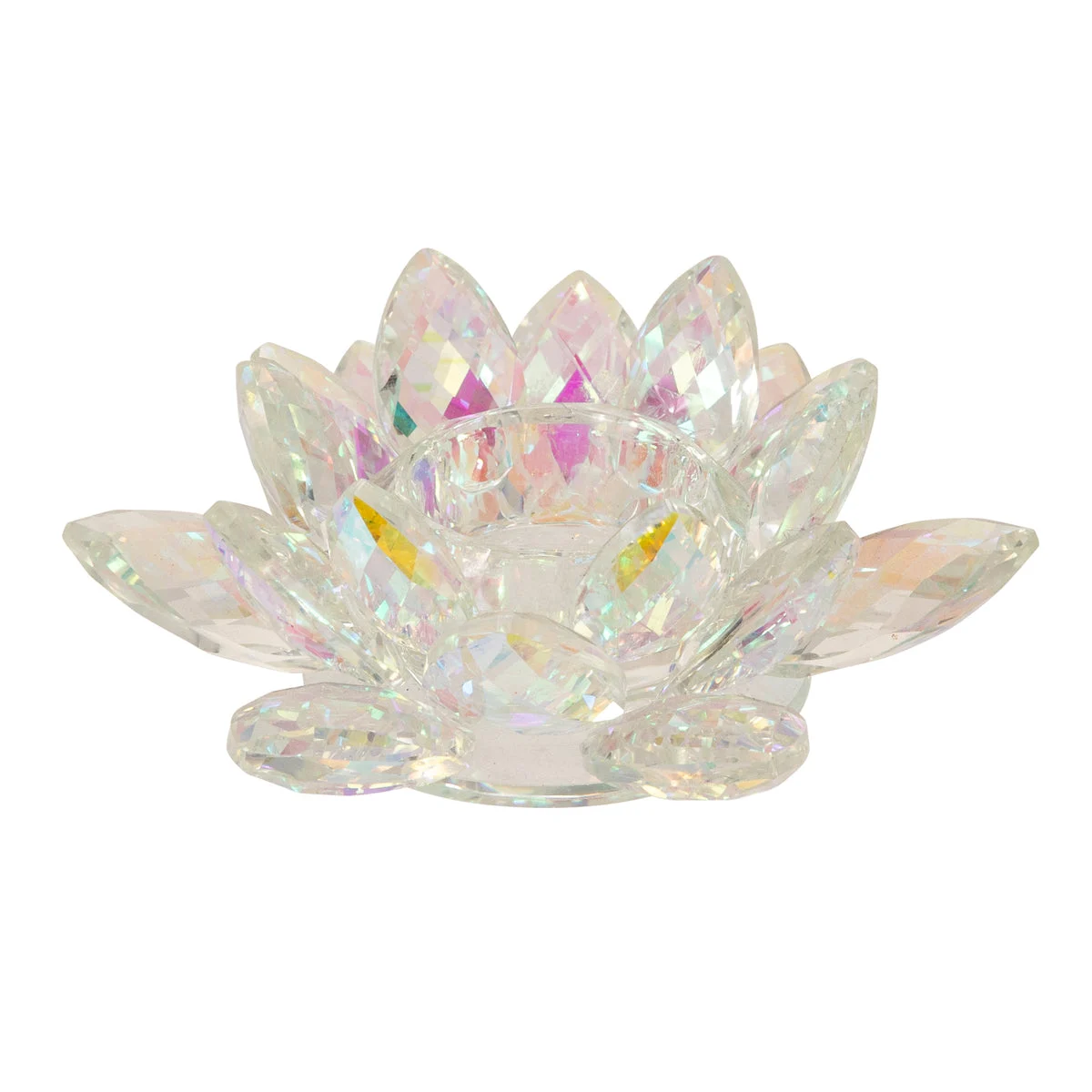 Sagebrook Home 13211-14 6" Rainbow Crystal Lotus Votive Holder