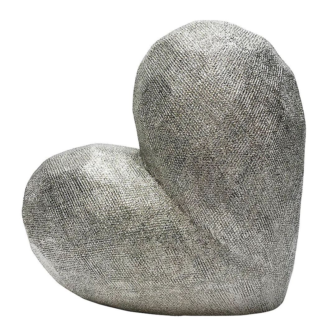 Sagebrook Home 13216-09 11" Scratched Heart Ceramic Sculpture, Silver