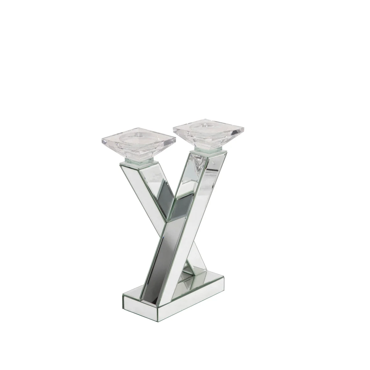 Sagebrook Home Mirrored 2 Pillar X Candle Holder