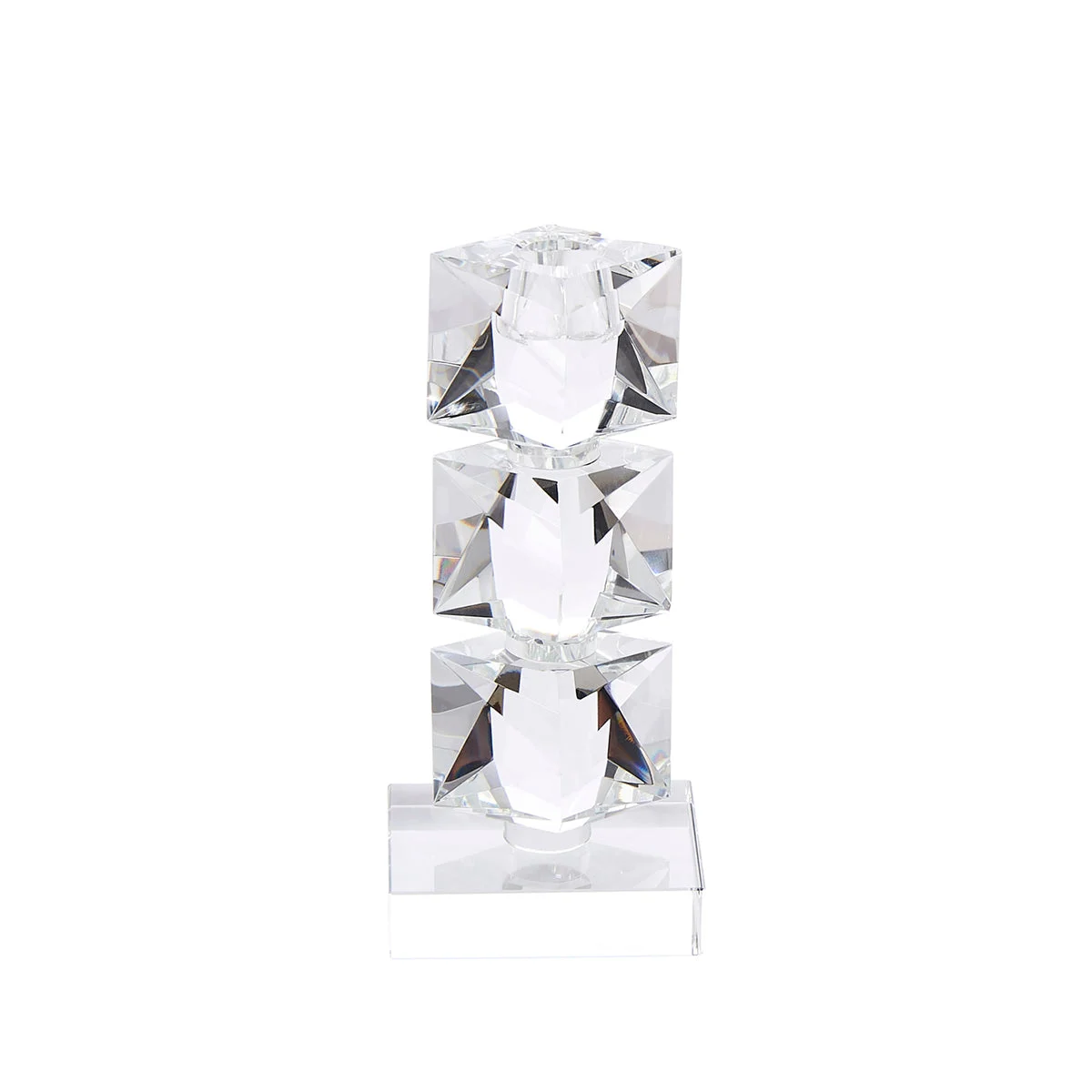 Sagebrook Home Crystal Squares Candlestick Holder 7.75``