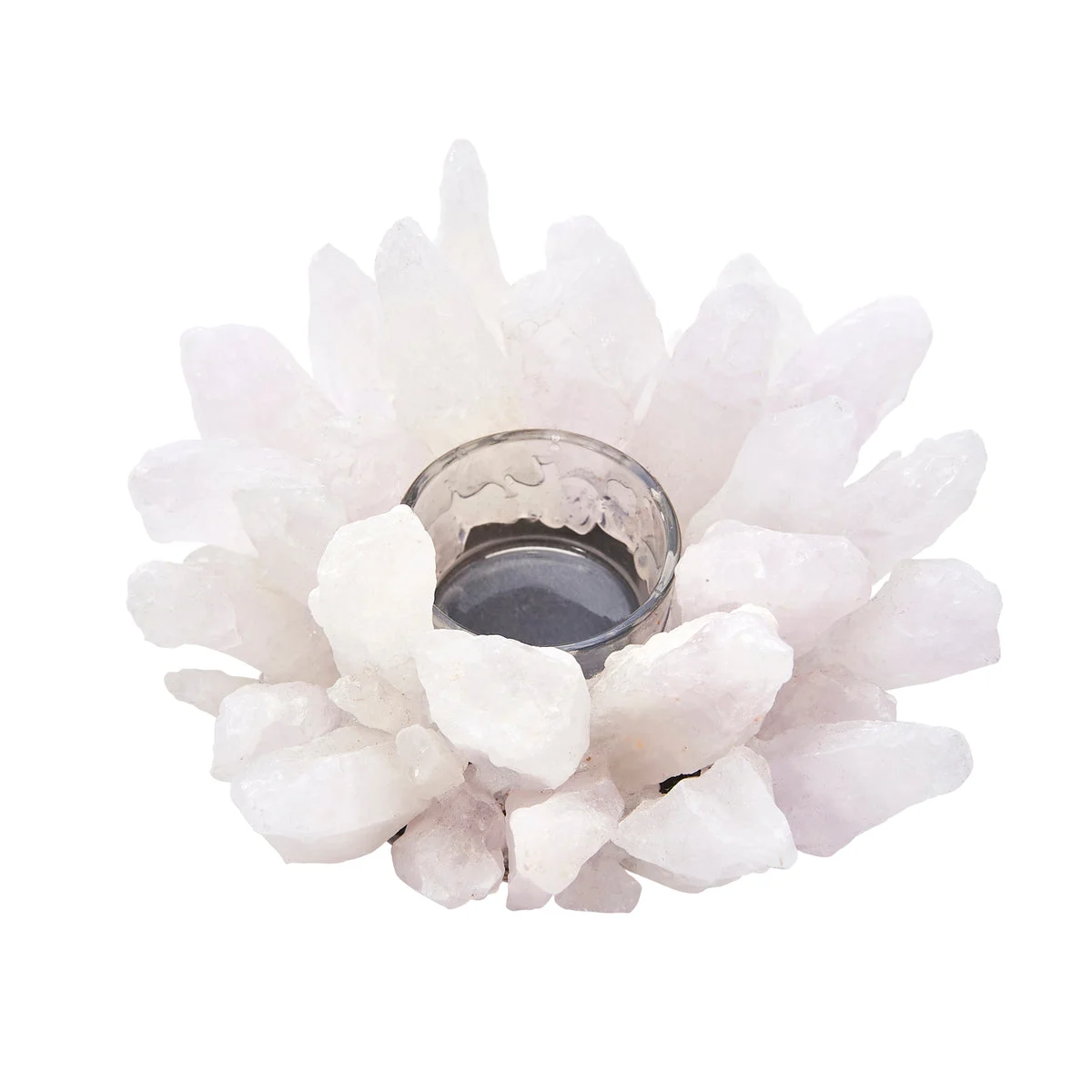 Sagebrook Home White Stone Flower Candle Holder
