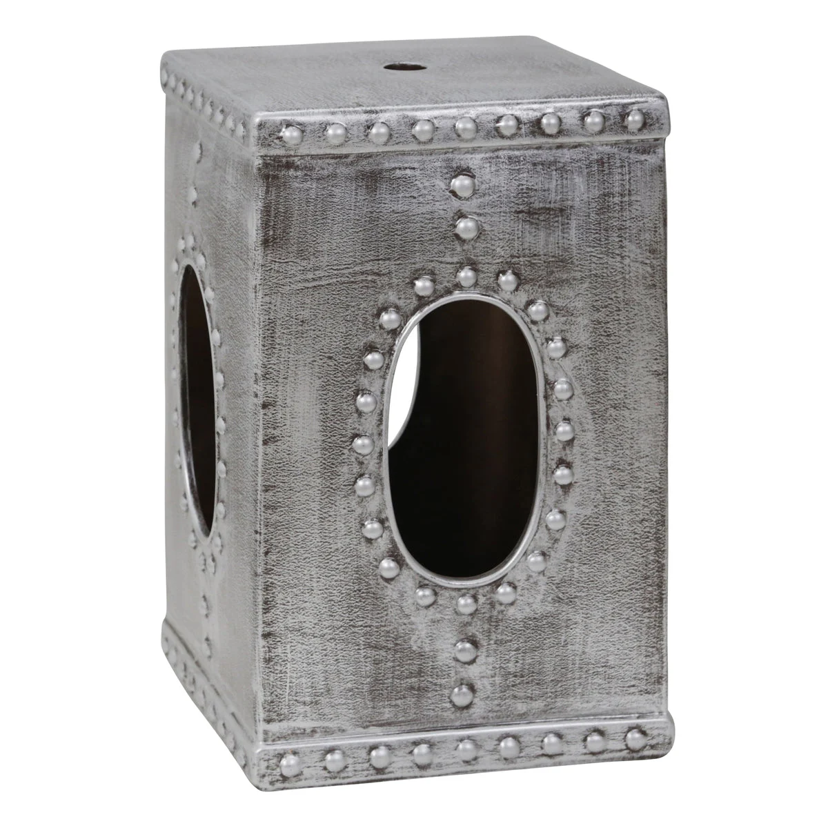 Sagebrook Home Square Silver Garden Stool