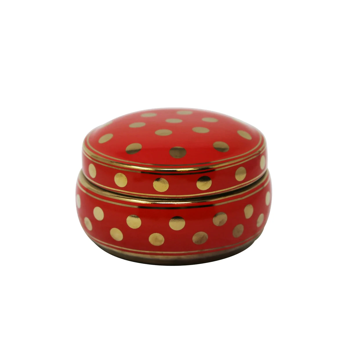 Sagebrook Home Red/Gold Polka Dot Box 7``