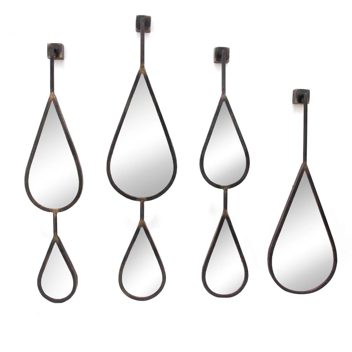 Sagebrook Home Set of 4 Gunmetal Teardrop Mirrors