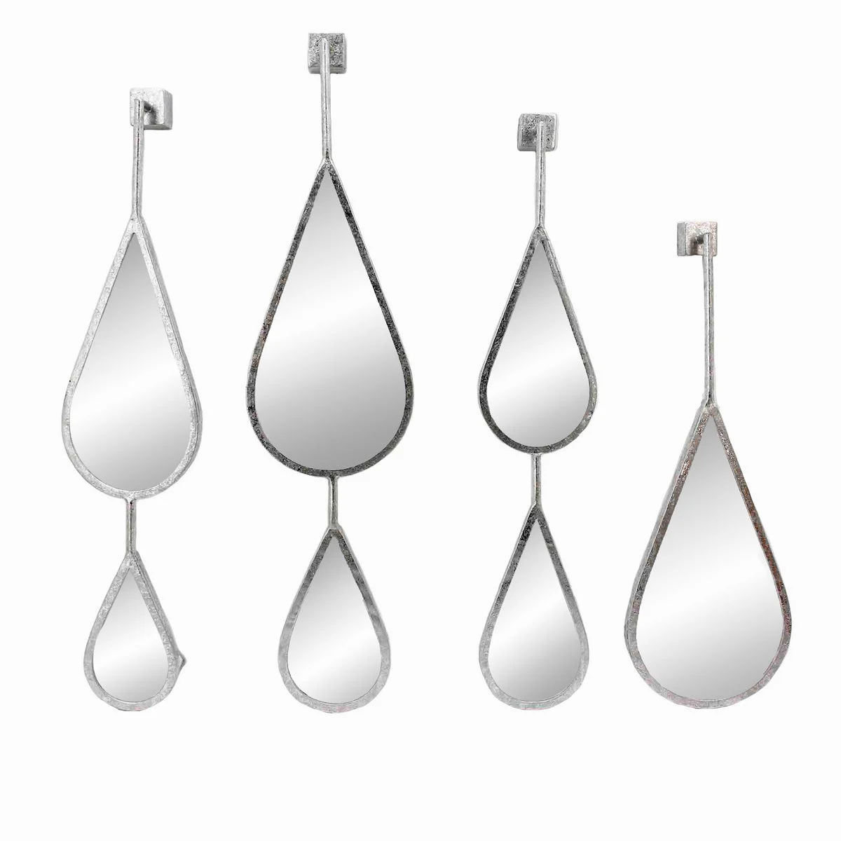 Sagebrook Home Set of 4 Silver Teardrop Mirrors