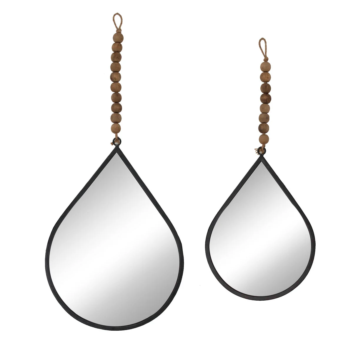 Sagebrook Home 13470-06 13.7" Metal Teardrop Wall Mirror, Gunmetal Wb, Set of 2