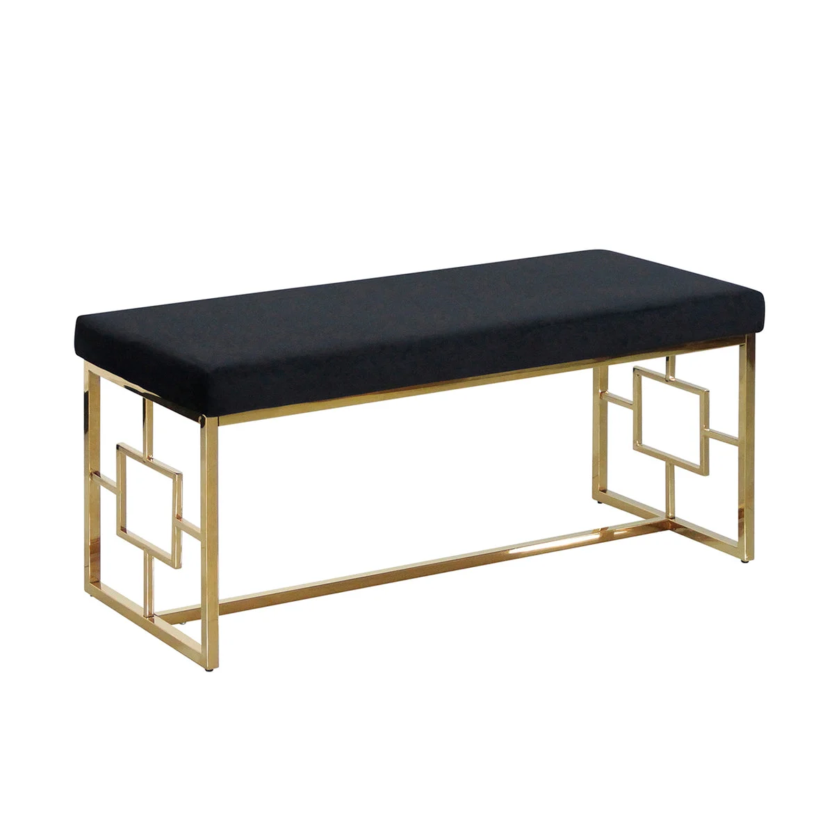 Sagebrook Home Black/Gold Velveteen Bench, Kd