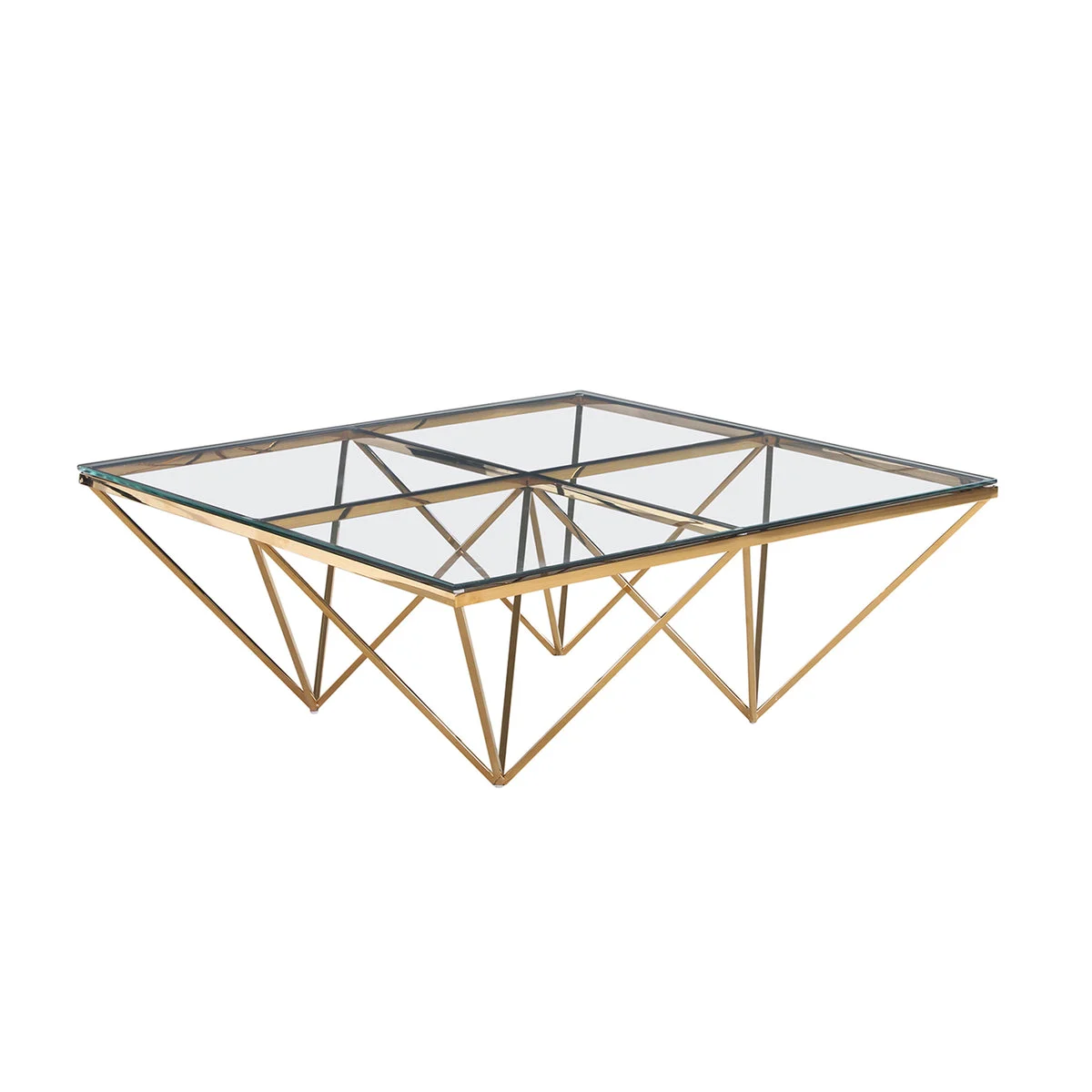 Sagebrook Home Gold Diamond Leg Cocktail Table, Glass