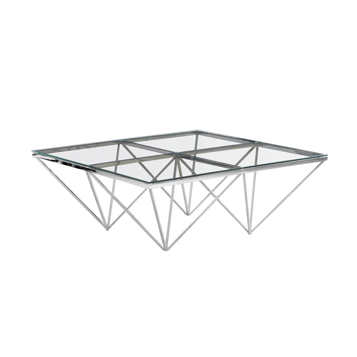 Sagebrook Home Silver Diamond Leg Cocktail Table, Glass