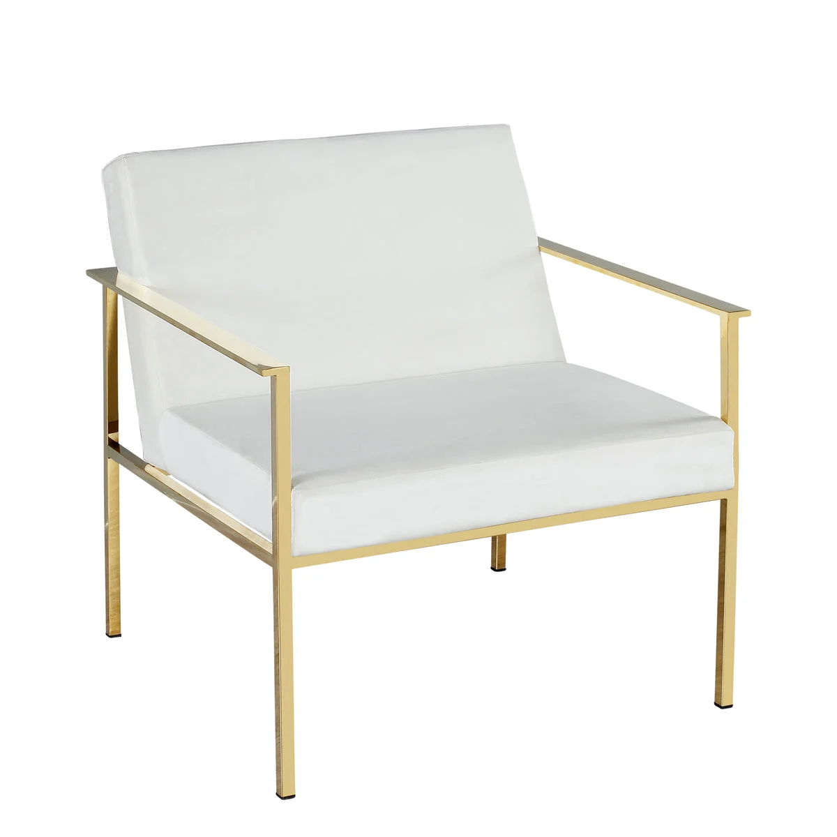 Sagebrook Home Metal/Velveteen Arm Chair, White/Gold