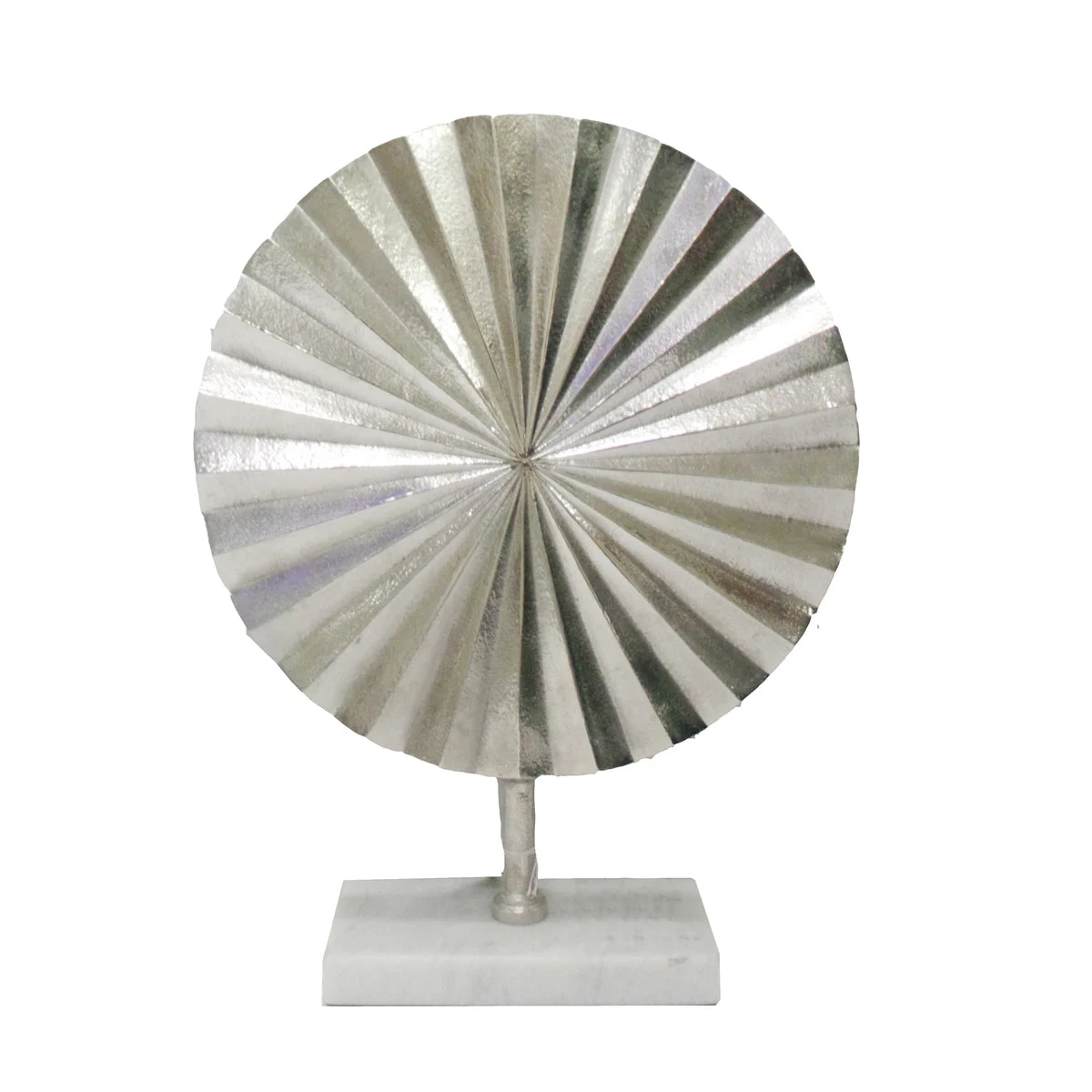 Sagebrook Home Silver Fan Disk On Marble Base, 18``