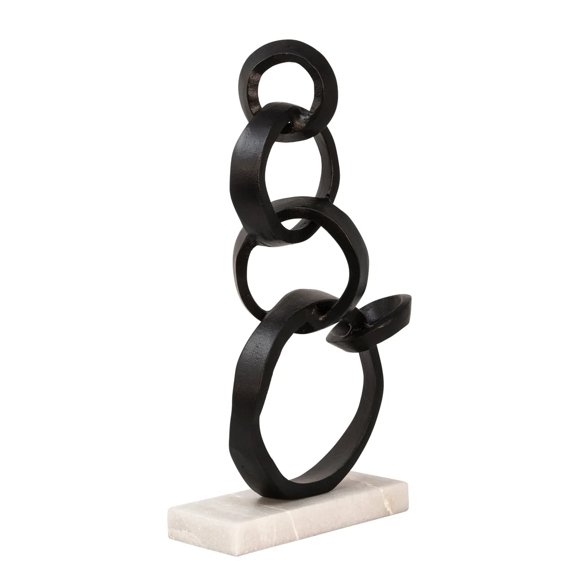 Sagebrook Home Linked Black Rings On Marble Base