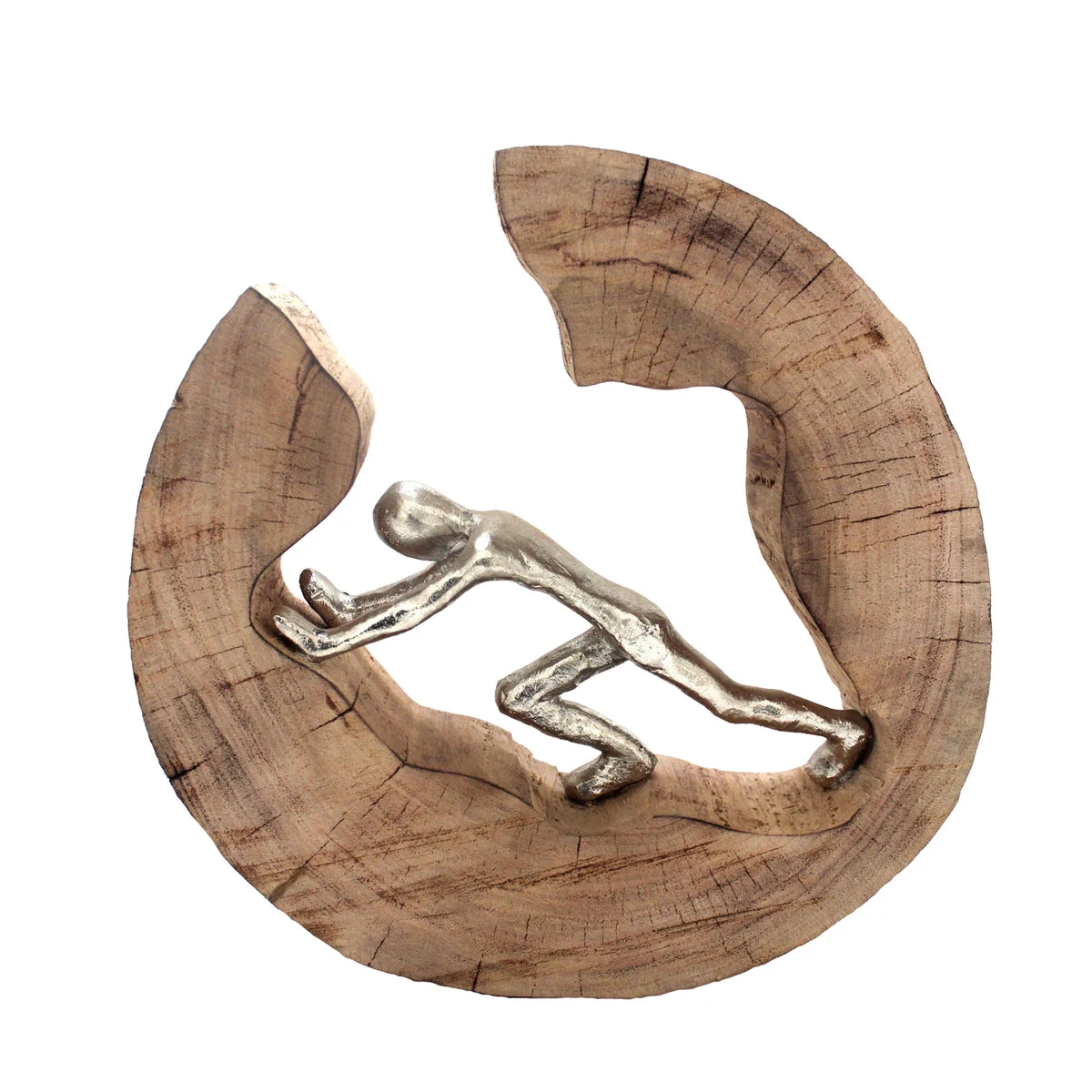 Sagebrook Home Silver Person In Wood Circle
