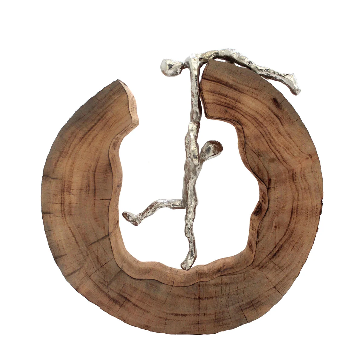 Sagebrook Home Silver People In Wood Circle