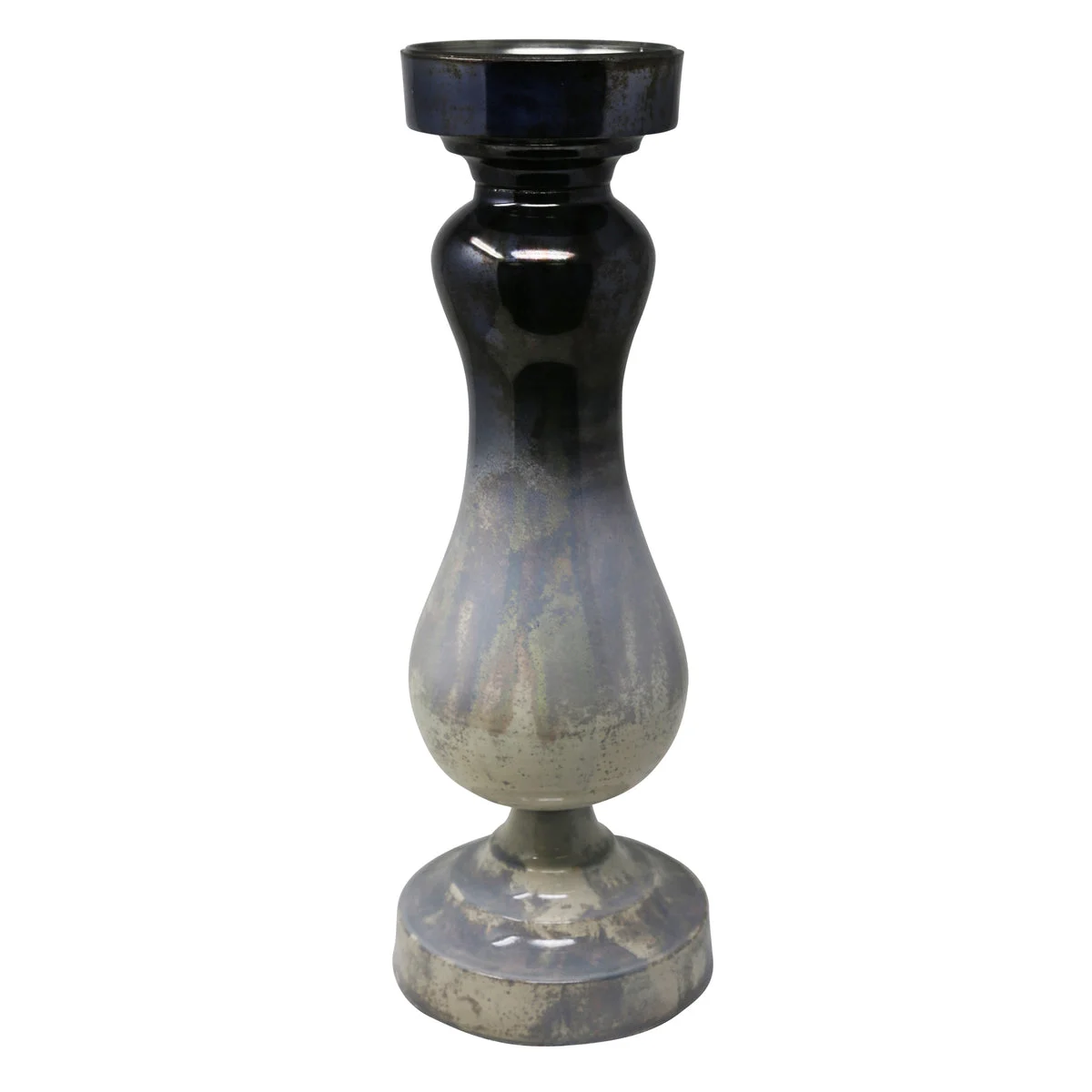 Sagebrook Home Dark Ombre Glass Candle Holder 18.5``