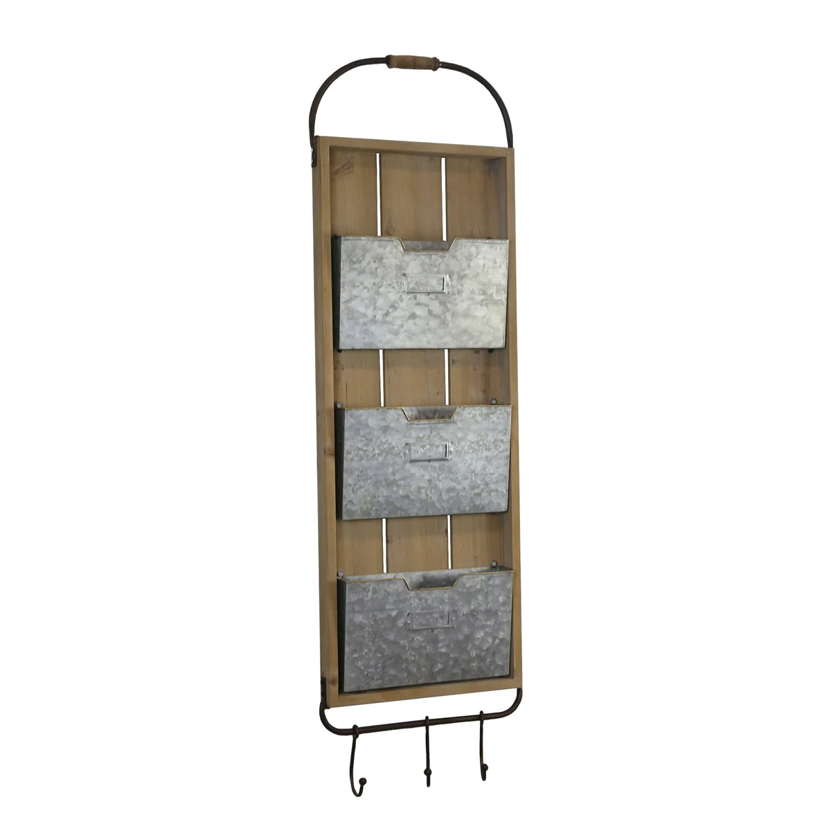 Sagebrook Home Wood/Metal 3 File Wall Organizer