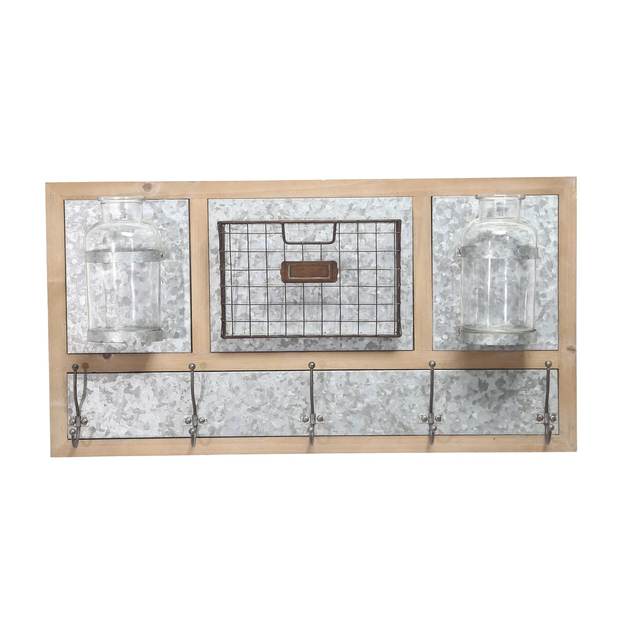 Sagebrook Home Wood/Metal 5 Hook Wall Organizer