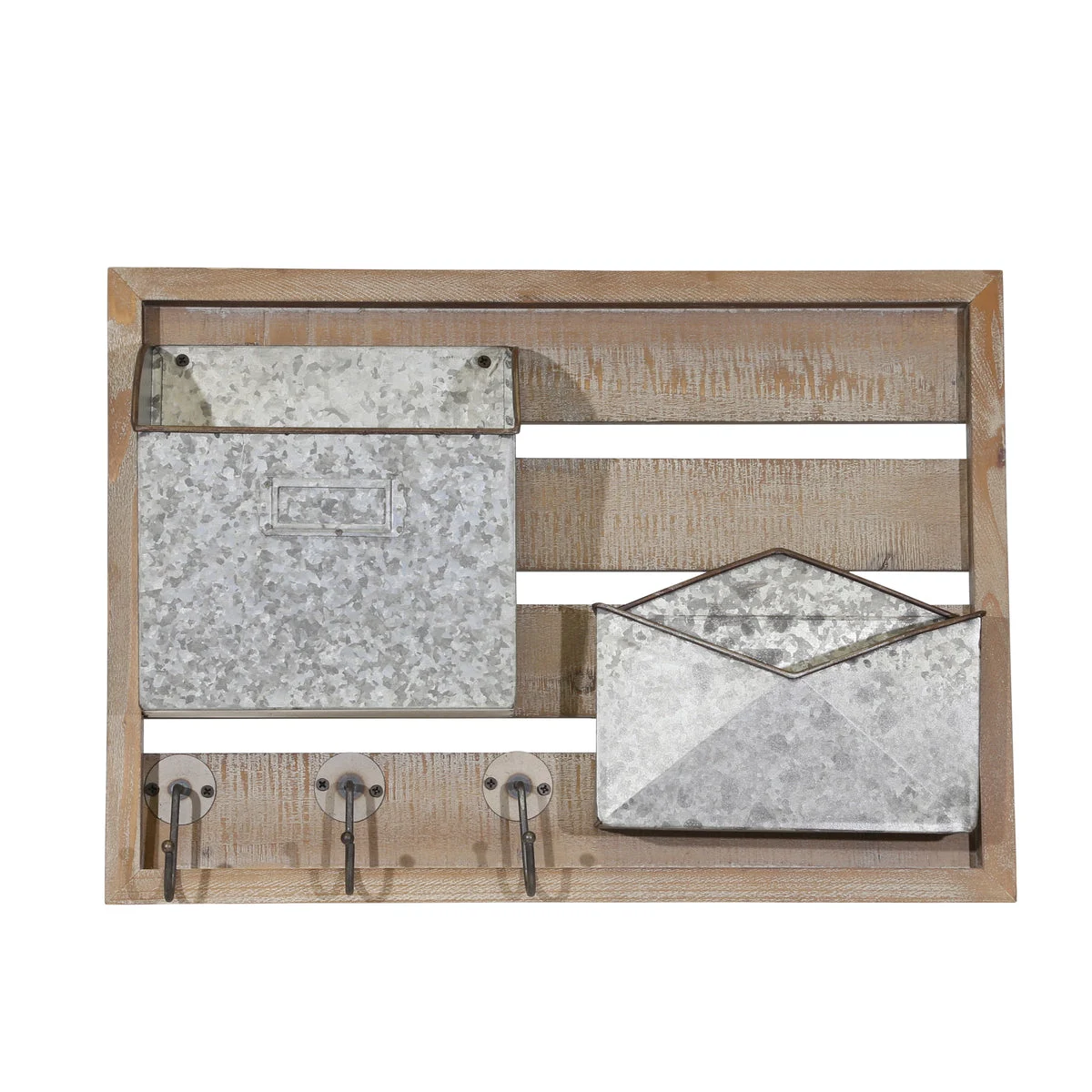 Sagebrook Home 13601-03 14" Ec, Wood/Metal Wall Mail Organizer