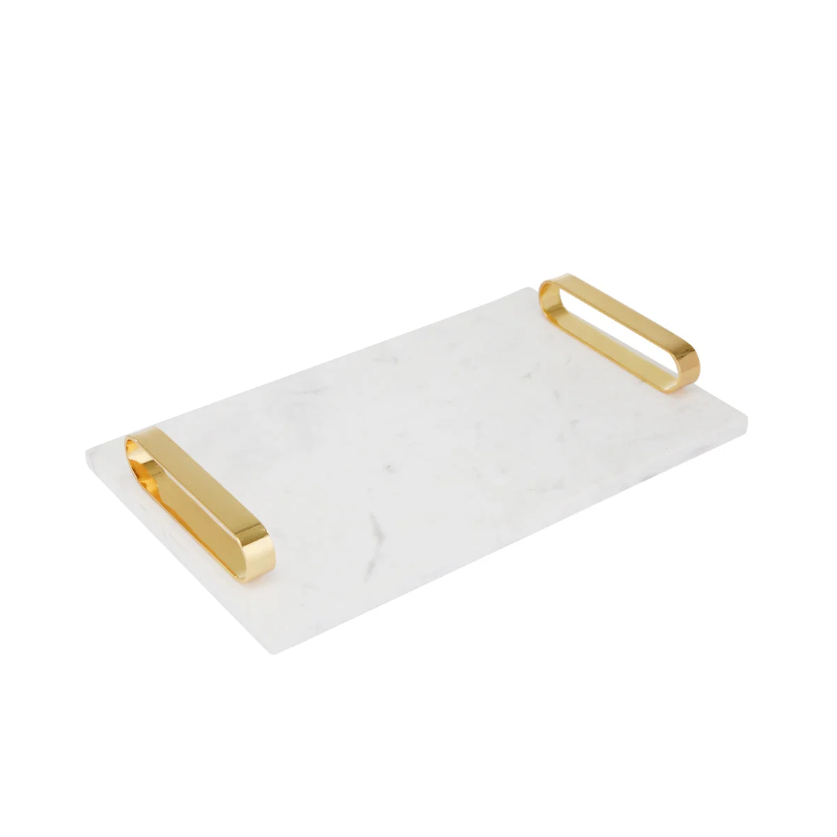 Sagebrook Home White Marble Tray W/ Gold Handles