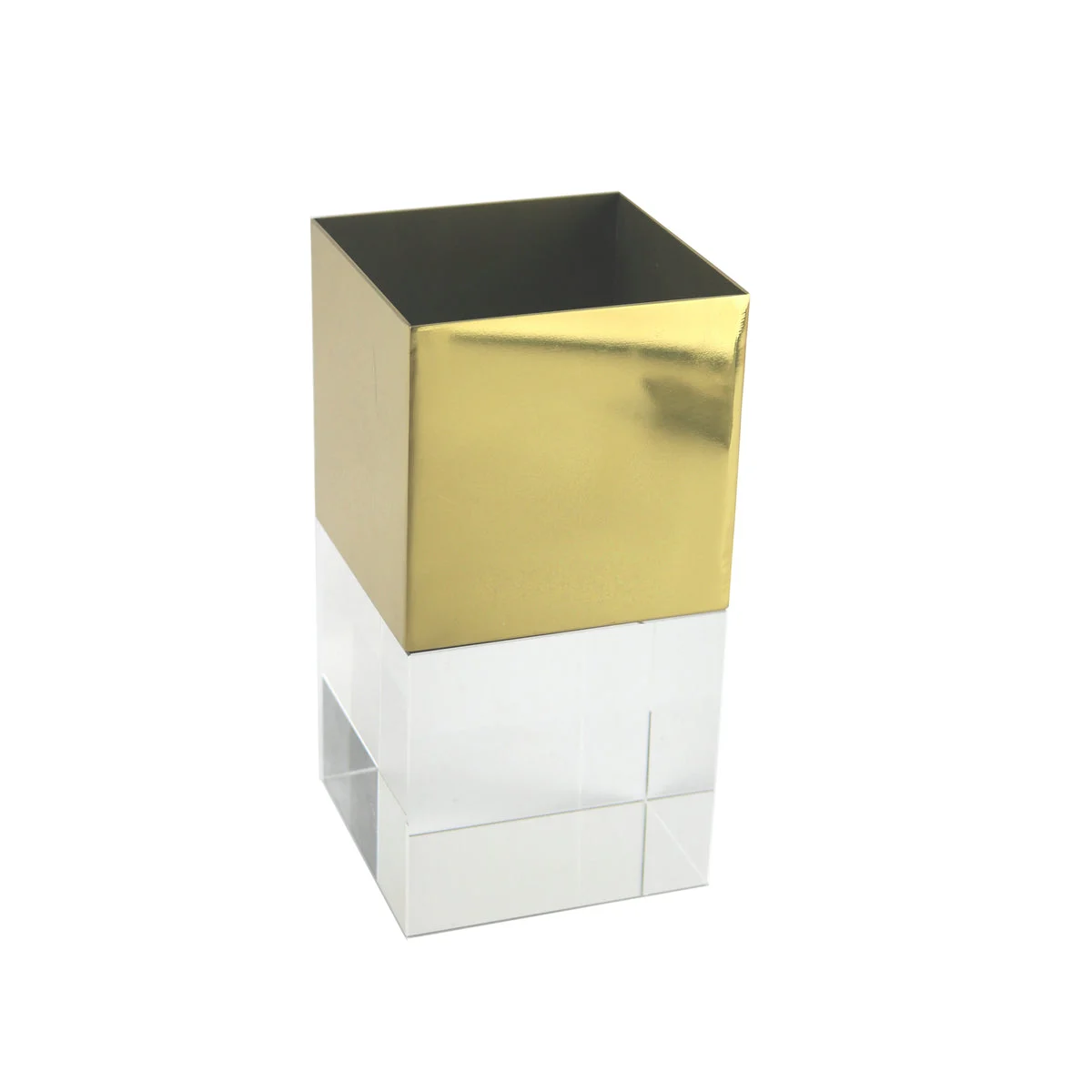 Sagebrook Home Gold Metal/Crystal Vase, Square