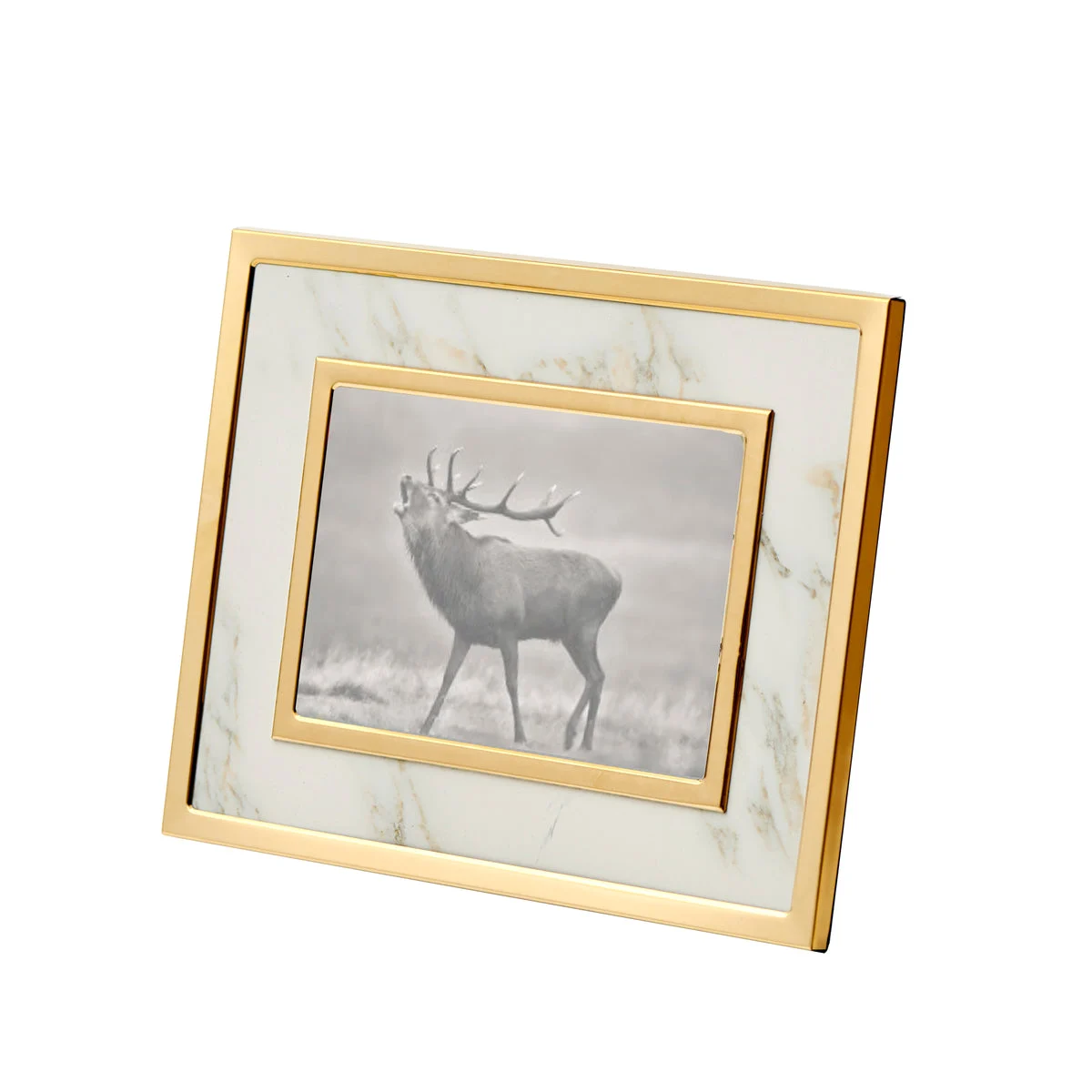 Sagebrook Home White Marble/Gold Photo Frame 5X7