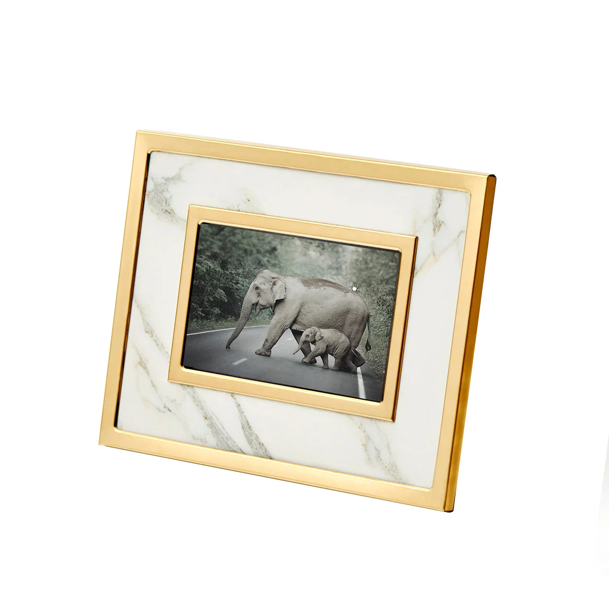 Sagebrook Home White Marble/Gold Photo Frame 4X6