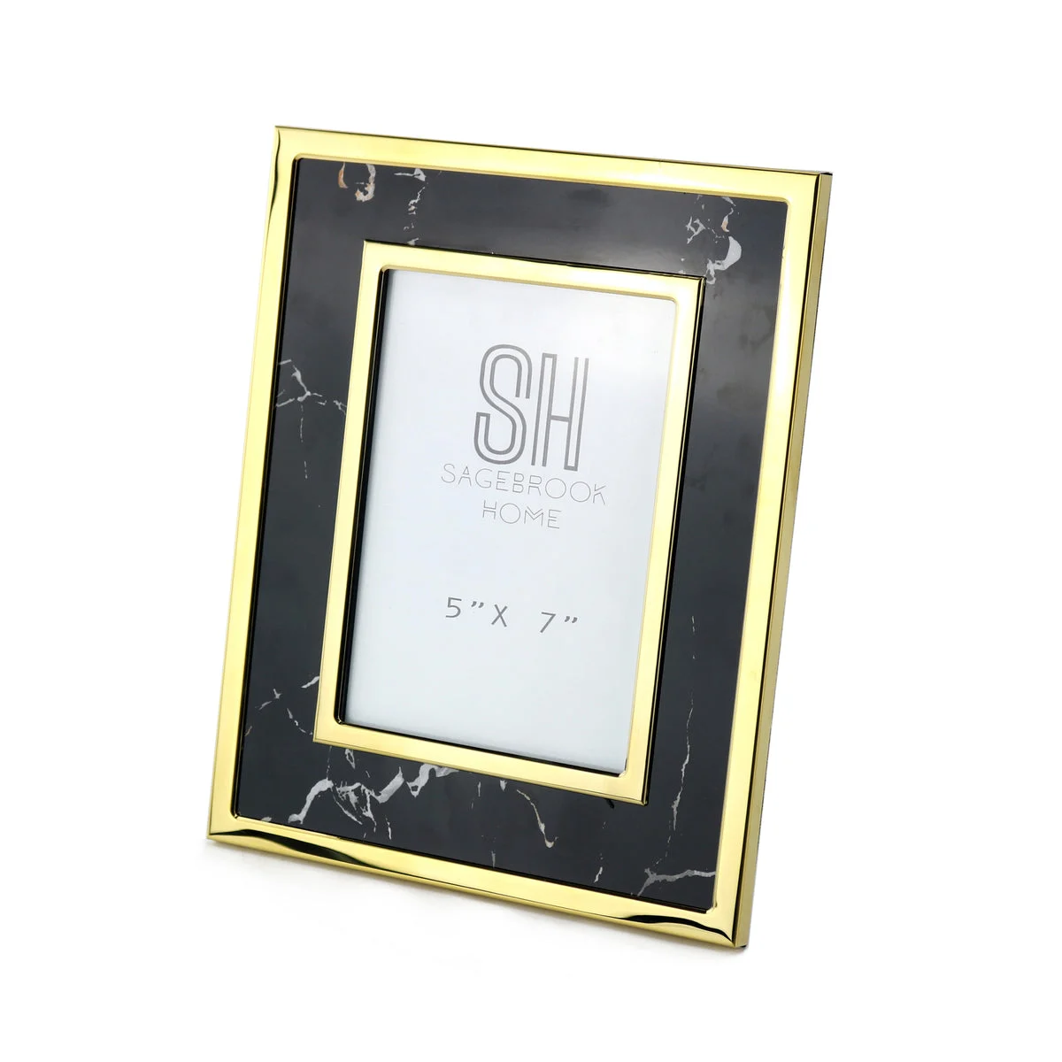 Sagebrook Home 13651-03 5" x 7" Black Marble Look Photo Frame