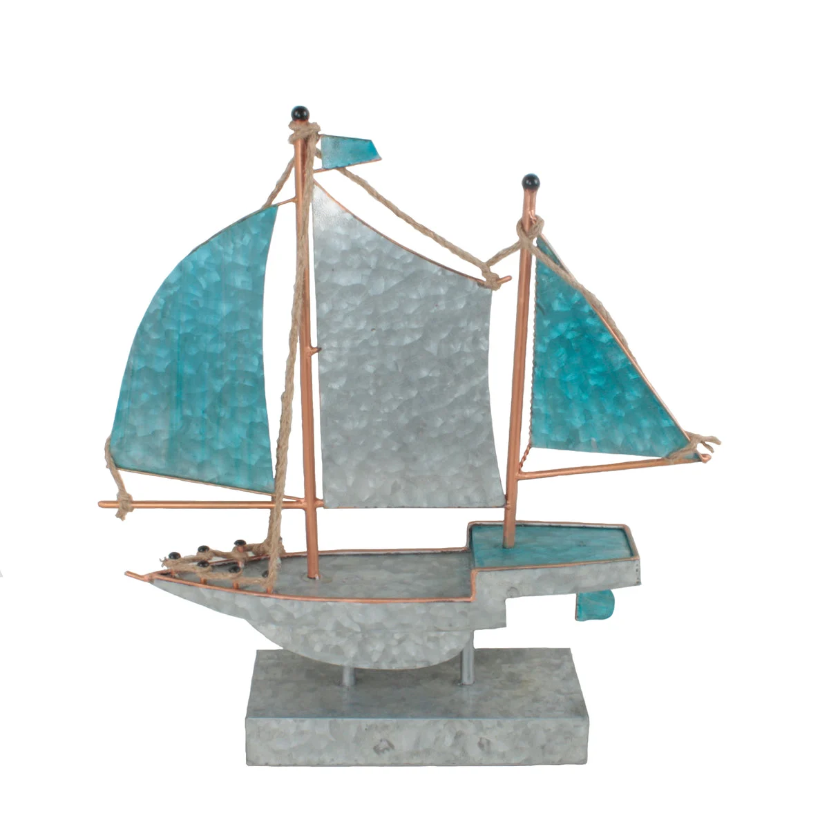 Sagebrook Home Silver/Teal Metal Sailboat