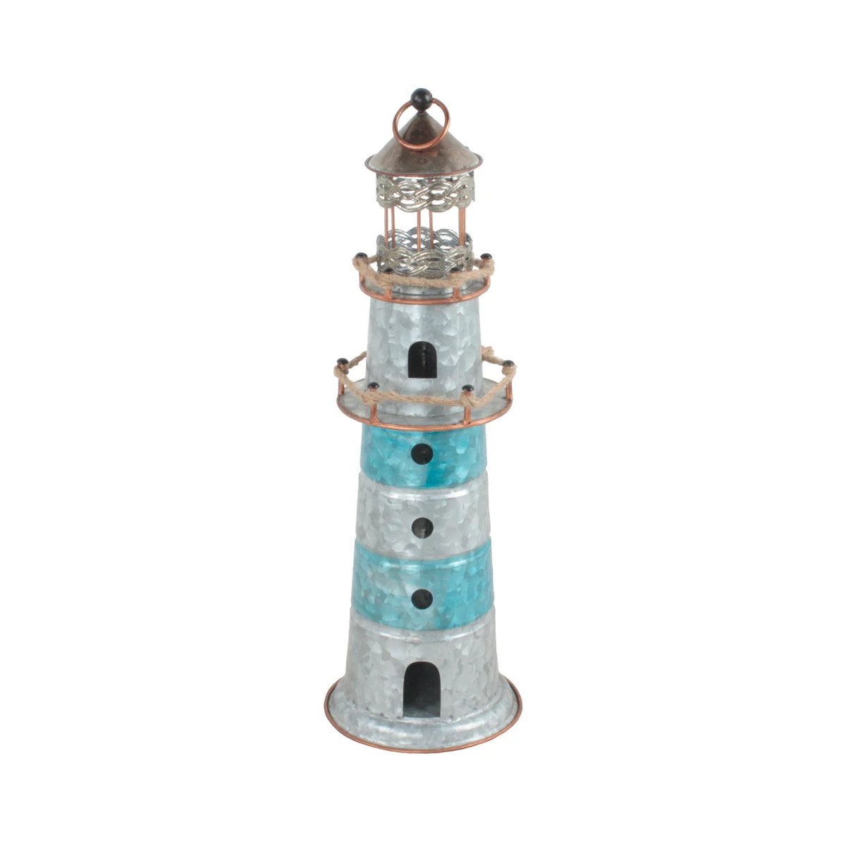 Sagebrook Home Silver/Teal Metal Lighthouse