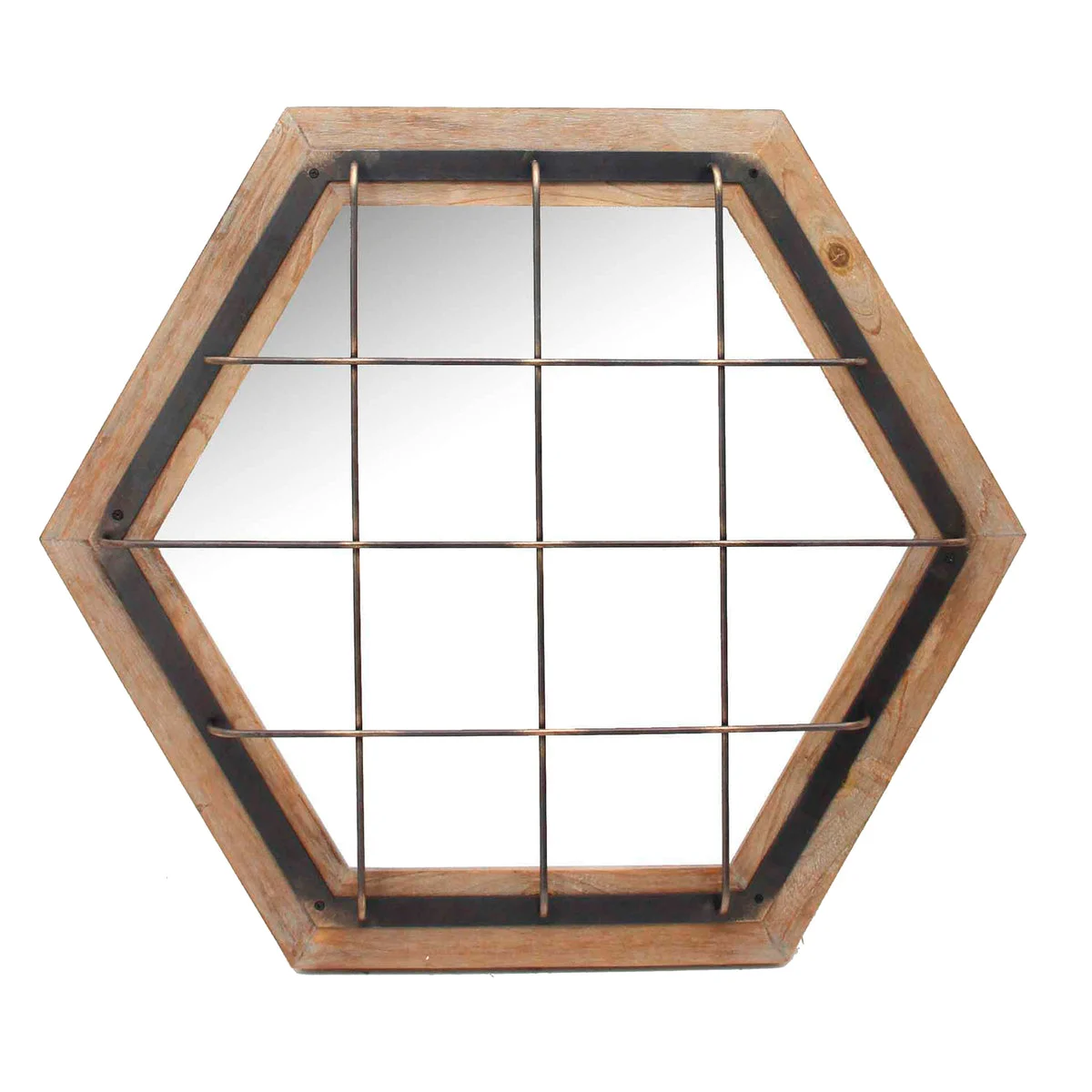 Sagebrook Home Caged Hexagon Wood Mirror