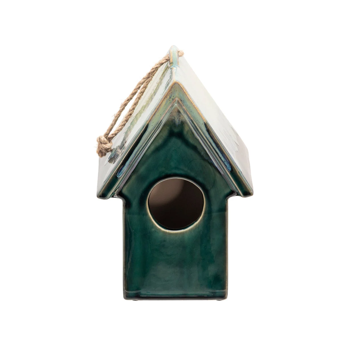 Sagebrook Home Ceramic 10`` Decorative Bird House, Green