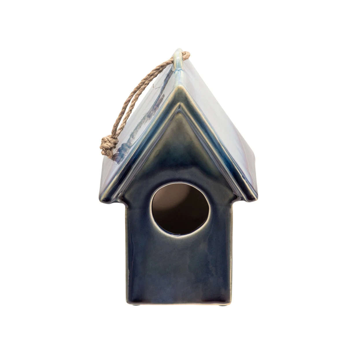 Sagebrook Home Ceramic 10`` Decorative Bird House, Blue