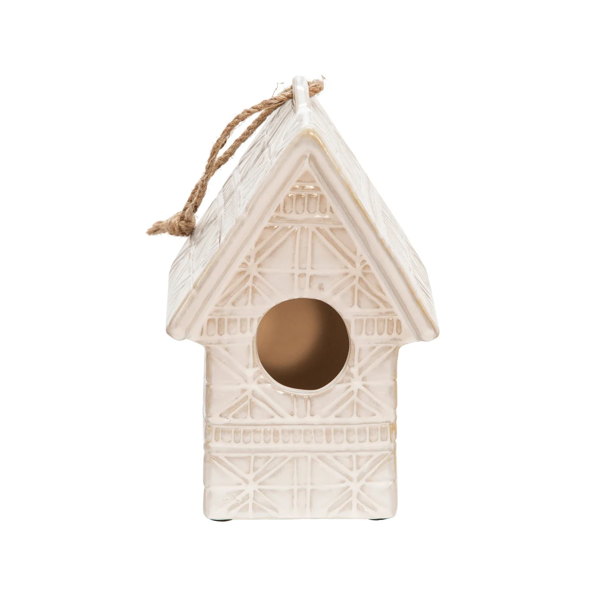 Sagebrook Home 10`` Abstract Decorative Bird House, Ivory