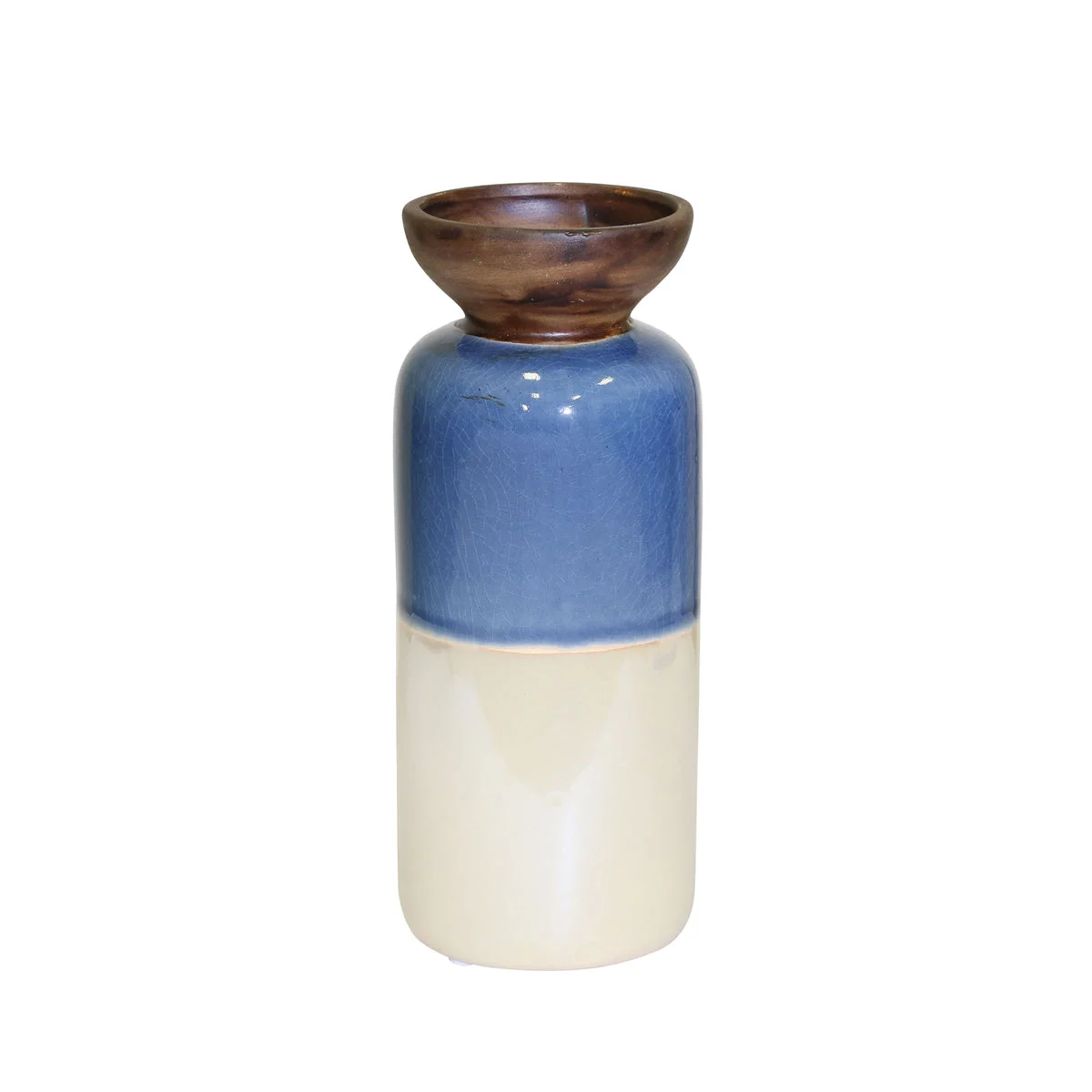 Sagebrook Home White/Blue/Beige Vase 9.25``