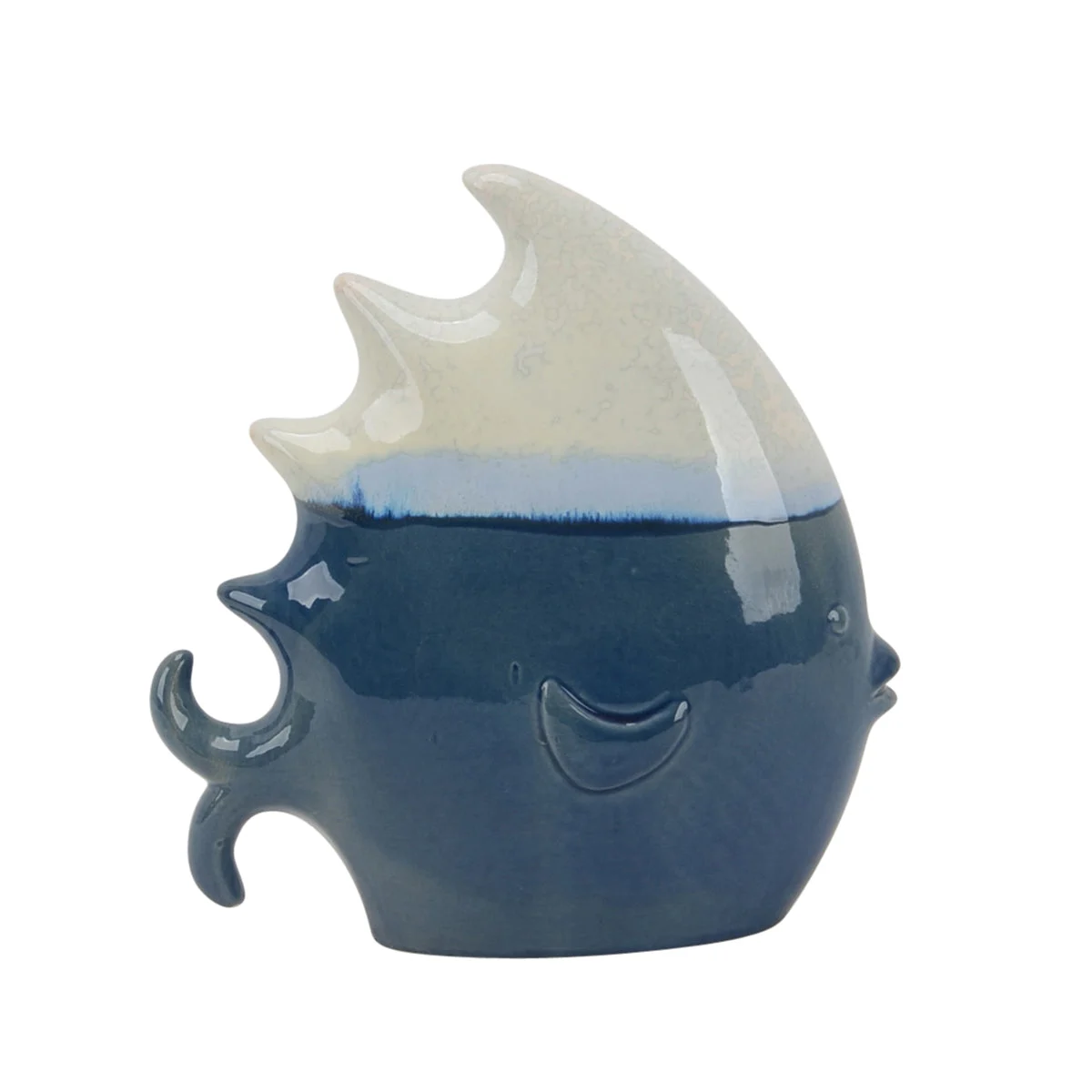 Sagebrook Home Ceramic 9.5`` White/Blue Fish